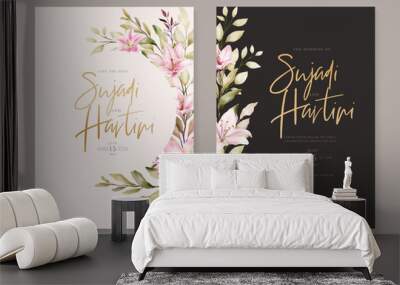 watercolor floral background and frame design Wall mural