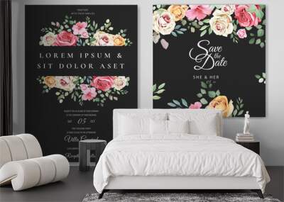 wedding invitation card in elegant roses template Wall mural