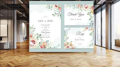 wedding invitation ornament card with beautiful floral Wall mural