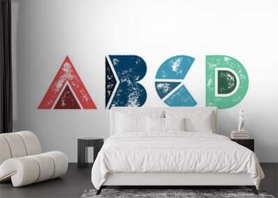 A B C D - Abstract grunge retro alphabet from simple geometric s Wall mural