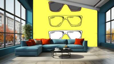 Hand Drawn Hipster Glasses Illustration - Vol. 06. Wall mural