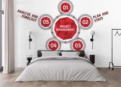 modern vector project management graph with gems - vector illust Wall mural