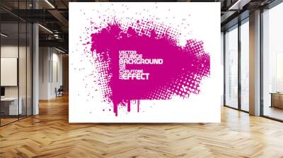 abstract pink grunge background with splats and halftone effect Wall mural