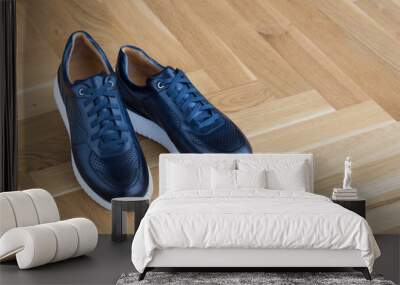 blue luxury leather sneakers Wall mural