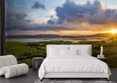 Aerial panorama of Ballyiriston and Maas in County Donegal - Ireland. Wall mural