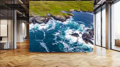 Aerial view of the coastline at Daros in County Donegal - Ireland. Wall mural