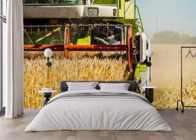 Combine harvester reaping wheat Wall mural