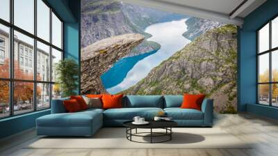 Norway Mountain Trolltunga Odda Fjord Norge Hiking Trail Wall mural