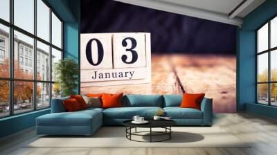 January 3rd, 3 January,  Third of January, calendar month - date or anniversary or birthday Wall mural