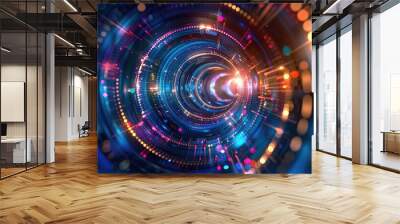 Abstract colorful background in a circular shape with bokeh lights Wall mural