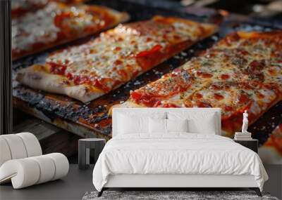 Grilled pizza slices Wall mural