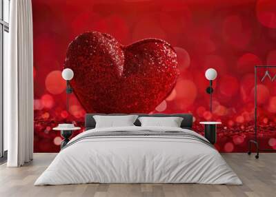 Heart Shaped Red Symbol of Love Celebrating Valentine s Day Wall mural