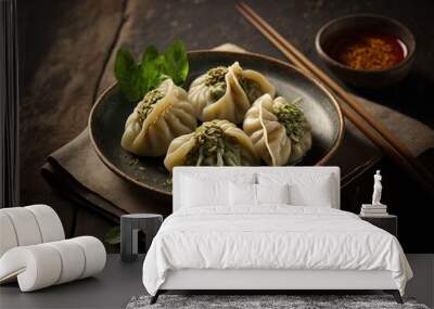 Herb-stuffed dumplings are a classic Asian dish. Generative AI Wall mural