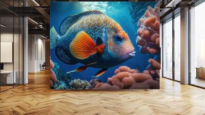 Incredible tropical fish inhabit the Red Sea's coral reefs. Wall mural