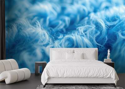 Macro view of a textured blue fluffy cloth abstract background Wall mural