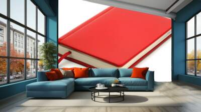 Red notebook for notes isolated on white Wall mural