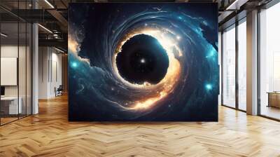 Starry abstract space wallpaper with a black hole in the center Generative AI Wall mural