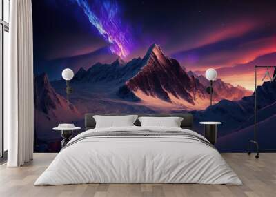 stunning arctic light photography of snow-capped mountains Generative AI Wall mural