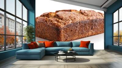 Tasty banana bread made from scratch on a white background Wall mural