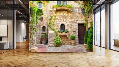 beautiful architecture of old town of Èze on french riviera, cote d'azur, France Wall mural