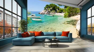 beautiful beach in Brela on Makarska riviera, Dalmatia, Croatia Wall mural