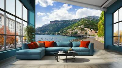 road on Amalfi coast with beautiful view on Minori village, Campania, Italy Wall mural