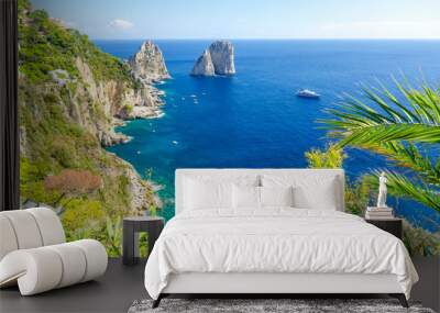 view on Faraglioni rocks on Capri island, Campania, Italy Wall mural