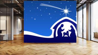 Christmas greeting card with Nativity scene Wall mural