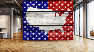 USA map background on wood Wall mural