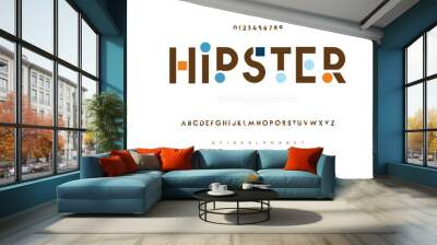 HIPSTER Minimal, an Abstract technology science alphabet font. digital space typography vector illustration design Wall mural