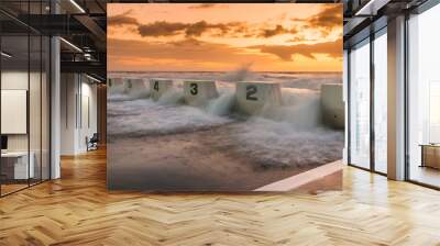 merewether ocean baths sunrise newcastle summer peaceful  Wall mural