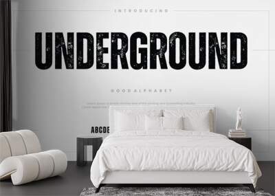 Underground rough abstract digital alphabet font typography. Bold Condensed Display Font. Vector illustration Wall mural