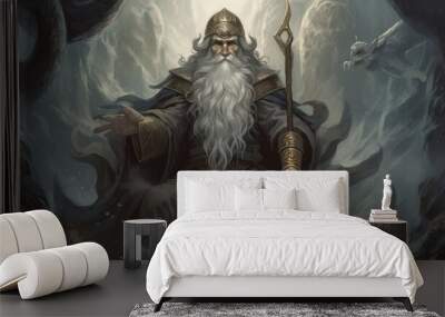 The human form of the god Odin.generative ai Wall mural