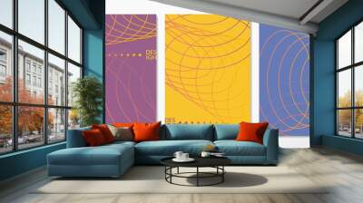 Abstract futuristic line waves colorful document template. Spiral lines cover layout vector image. Wall mural