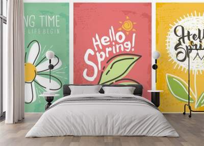 Hello spring seasonal banners collection Wall mural