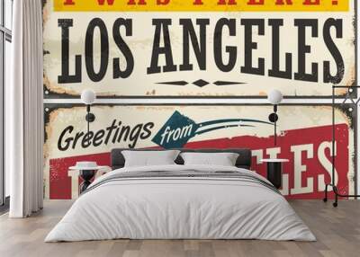 Los Angeles retro travel sign or postcard template Wall mural