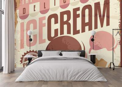 Retro ice cream tin sign design concept Wall mural