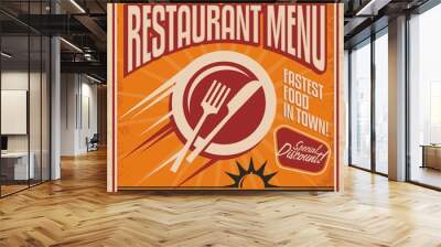 Retro poster template for fast food restaurant Wall mural