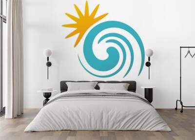 sun and sea artistic logo design concept for travel agency. summer destinations symbol sign idea wit Wall mural