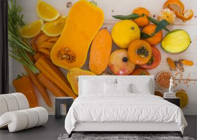 Orange vegetables and fruit Wall mural