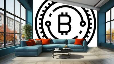 cryptocurrency line icon Wall mural