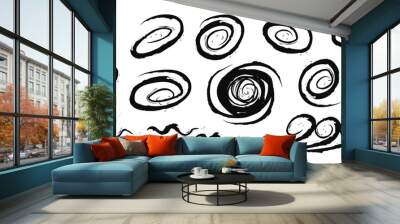 Hurricane grunge set. Storm vortex hand drawn element Wall mural