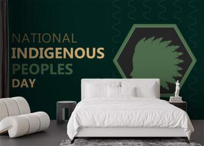 Indigenous Peoples Day. Template illustration design for background, banner, card, holiday celebration concept with text. Wall mural