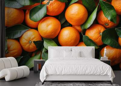 Tangerines oranges background tile, natural fruits food photography. Wall mural