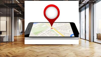 map on phone screen GPS navigations Wall mural