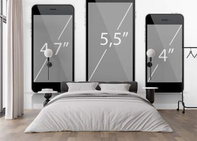 realistic  black smartphone Wall mural