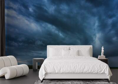 Severe thunderstorm clouds, landscape with storm clouds Wall mural