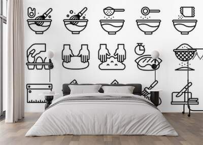 Bakery and baking related line icon set 2 Wall mural