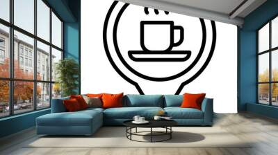 Coffee pin icon, Coffee shop related vector Wall mural