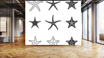 set of starfish icon, silhouette icon Wall mural